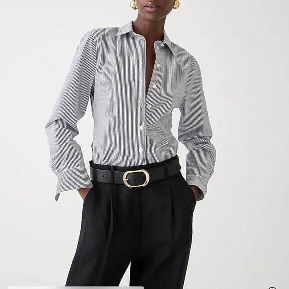 J.Crew Wren slim shirt in striped stretch cotton poplin blend - Picture 1 of 6